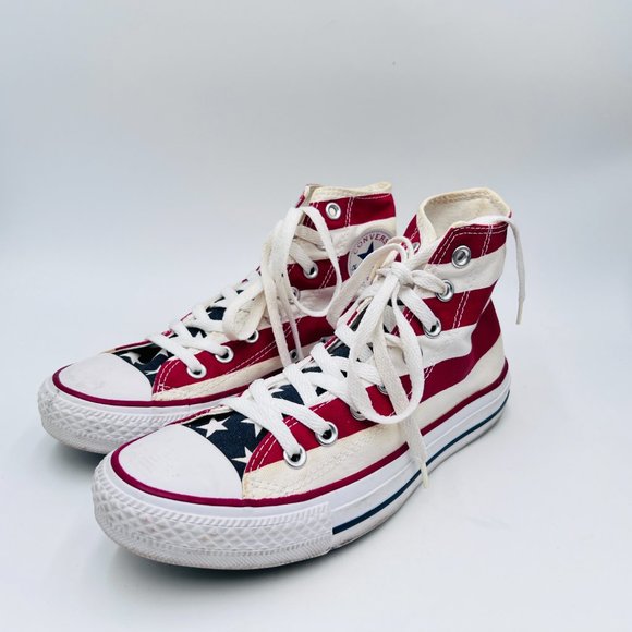 Vintage Converse size Woman 8.5 Chuck Taylor All Star High Top, American Flag - Picture 9 of 10